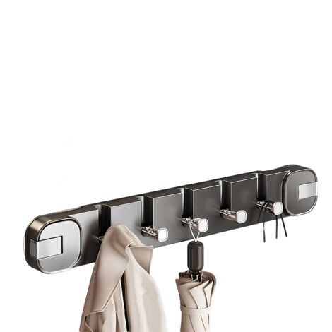 Porte-manteau à ventouses pour porte – Gris anthracite – 5 ventouses [Forte adhérence / Maintien longue durée]