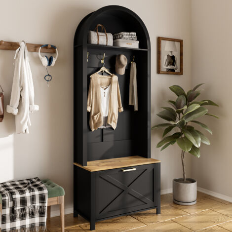 Porte-Manteau ,armoire à chaussures,armoire d'entrée,Vestiaire -Base en fer - 75x35x195cm - noir