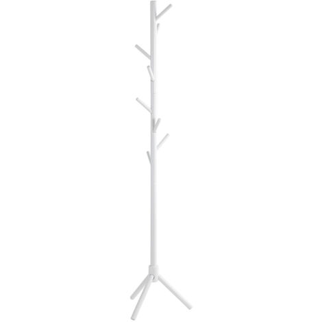 Porte-manteau avec 8 crochets en bois massif coloris blanc - diamètre 43 x hauteur 174 cm