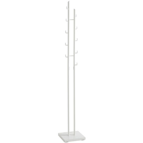 Porte-manteau avec 8 crochets en métal coloris blanc - longueur 29 x profondeur 29 x hauteur 176 cm