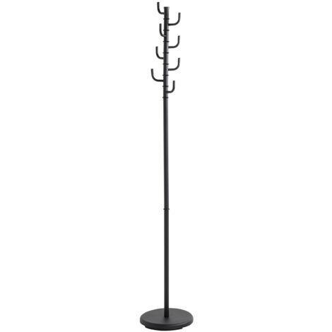 Porte-manteau avec 8 crochets en métal coloris noir - diamètre 29 x hauteur 170 cm