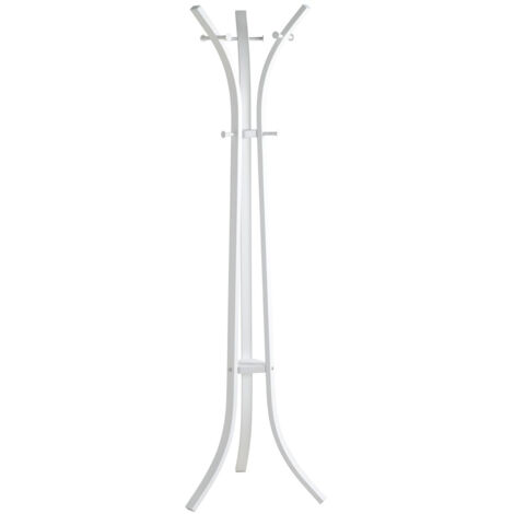 Porte-manteau avec 9 crochets en métal coloris blanc - diamètre 45 x hauteur 177 cm