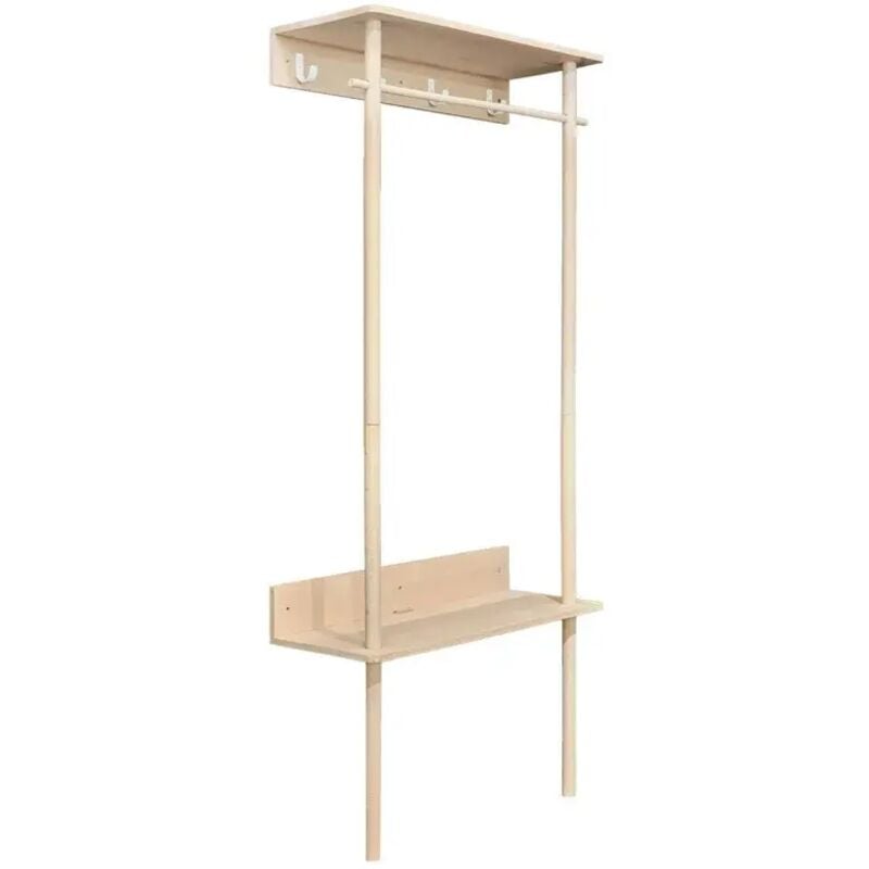 Meubletmoi - Meuble d'entrée / Porte manteau en bois de hêtre - lonny 9920