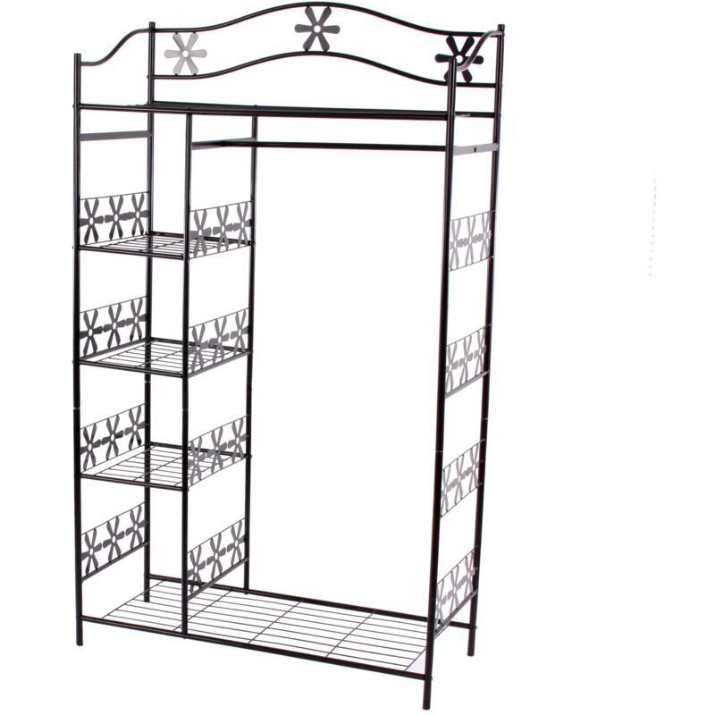 Porte-manteau avec étagères et tringle en métal design épuré 172 x 100 x 43 cm pour vêtements chaussures ouverte en métal noir 040011476