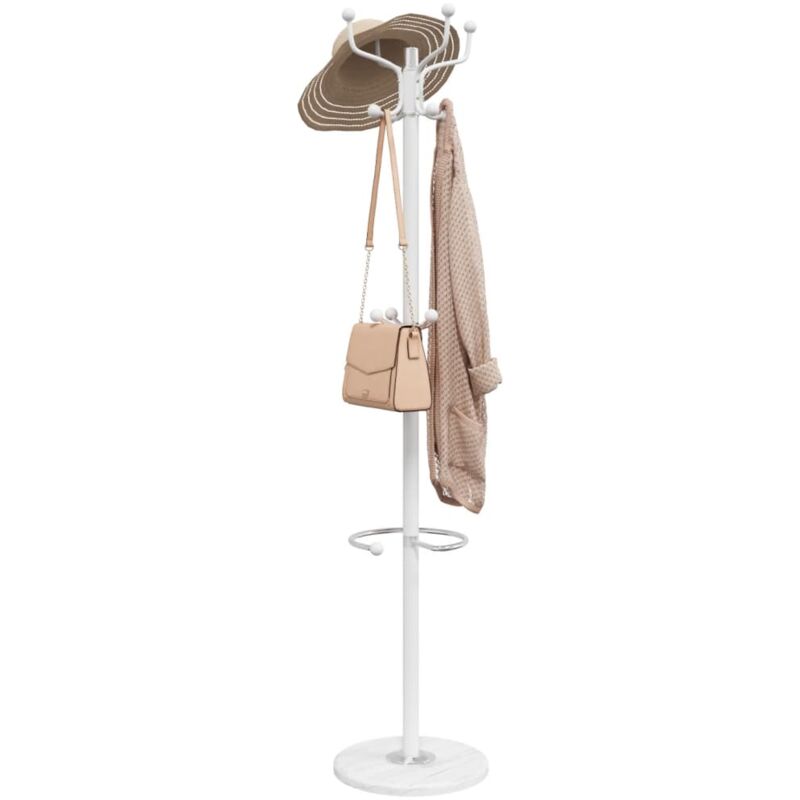 Vidaxl - Porte-manteau avec porte-parapluie blanc fer enduit de poudre