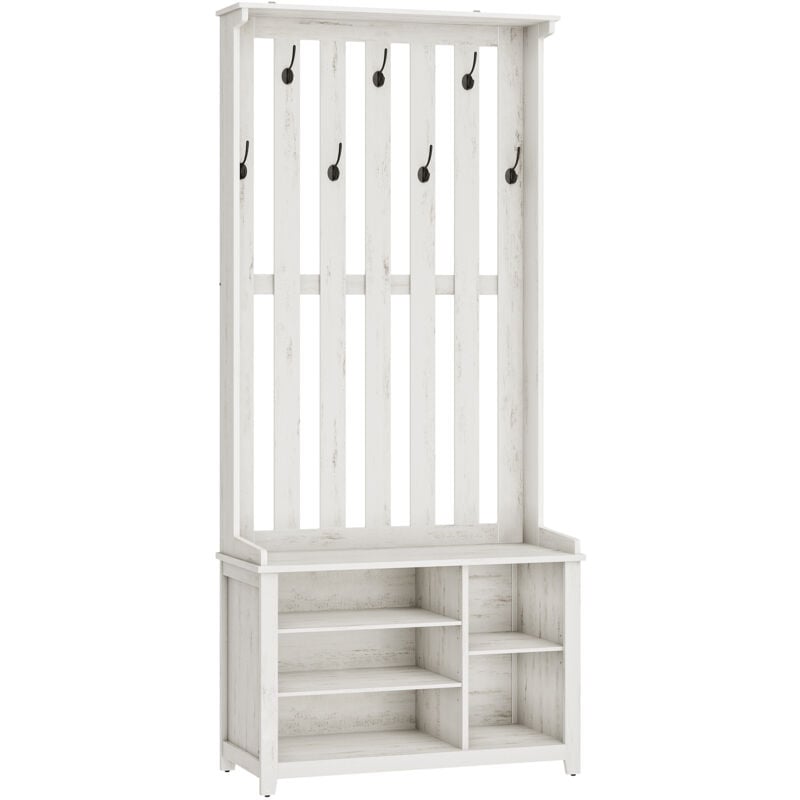 Vasagle - Porte-Manteau, Banc à Chaussures, Portant à Vêtement avec Étagère à Chaussures, 7 Crochets Doubles, Vestes, Chapeaux, pour l'Entrée,