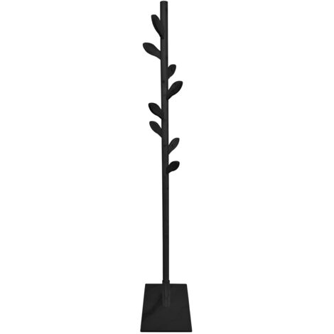 Porte-manteau de 8 crochets,en bois coloris noir avec base en métal noir - Longueur 30 x Largeur 40 x Hauteur 176 cm