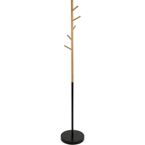 Porte manteau design bambou et métal marron noir élégant - Bambou naturel et noir élégant