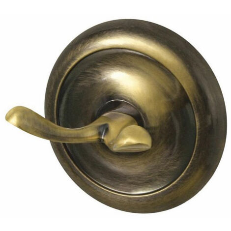 Porte-manteau double mural en laiton antique – Fixation par vis – Dimensions 75x60x75mm – Décoration intérieure élégante – Bisk