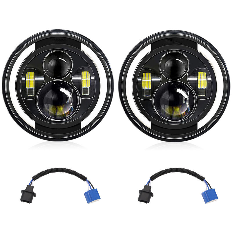 Lot de 2 phares LED ronds de 7 pouces pour voiture et moto, feux de croisement, feux de jour, clignotants, 6 000 K, 100 W, pour Jeep Wrangler JK,