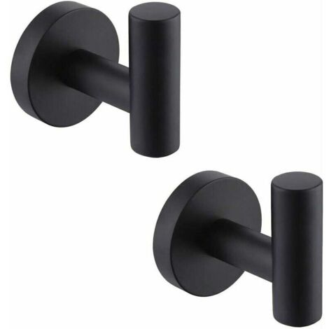 Porte-manteau en acier inoxydable SUS304 noir porte-serviettes stockage 2 pièces，Fonepro, Ensoleillé