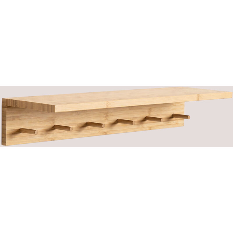 Sklum - Porte-manteau mural en bambou Gari avec étagère naturel