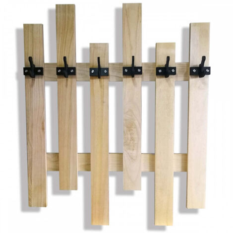 PORTE-MANTEAU en bois avec crochets en PVC noir - Dimensions : 6 éléments: 98x121 cm