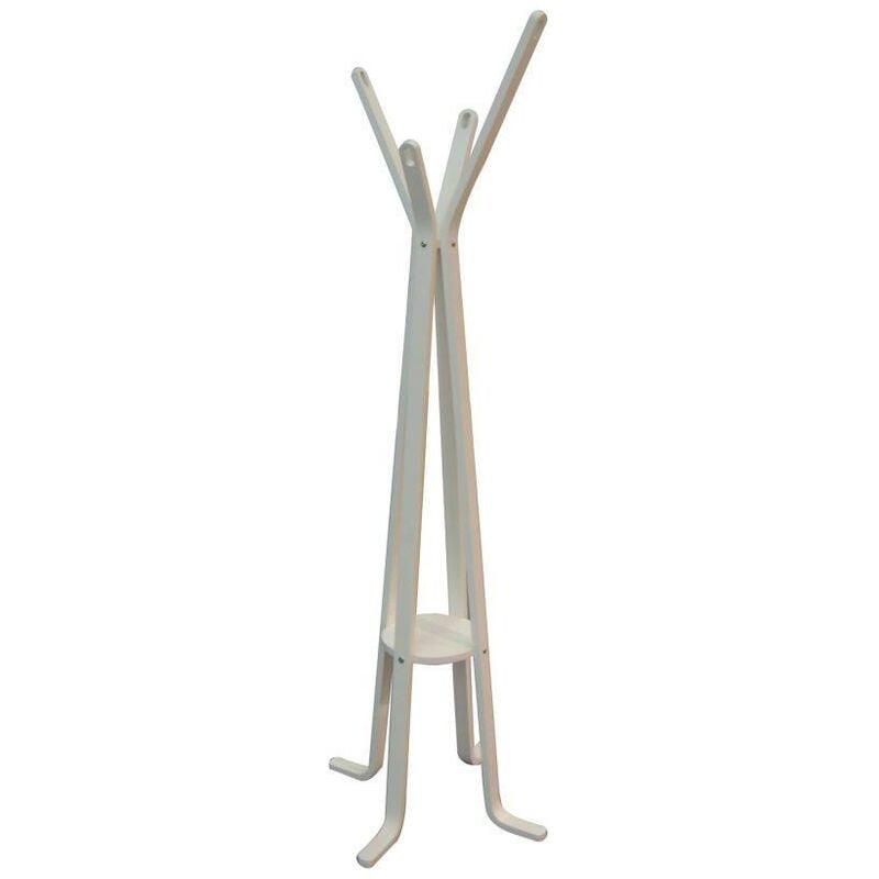 Vacchetti - Porte-manteau en bois blanc à quatre bras, dimensions : 50x180 cm