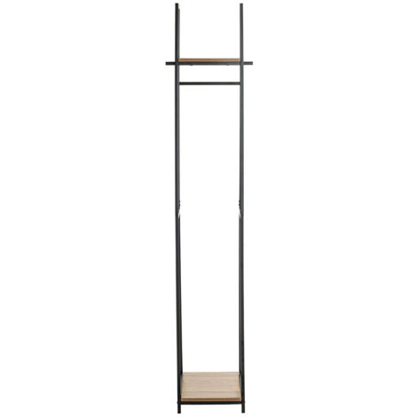 Porte-manteau en bois coloris chêne et métal coloris noir  - longueur 38 x profondeur 40 x hauteur 166  cm