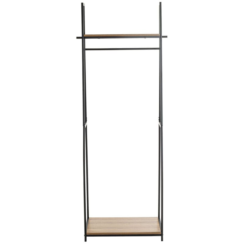 Pegane - Porte-manteau en bois coloris chêne et métal coloris noir - Longueur 68 x profondeur 40 x hauteur 166 cm