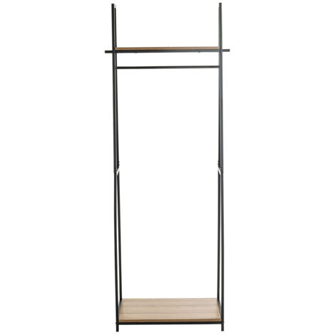 Porte-manteau en bois coloris chêne et métal coloris noir - Longueur 68 x profondeur 40 x hauteur 166 cm