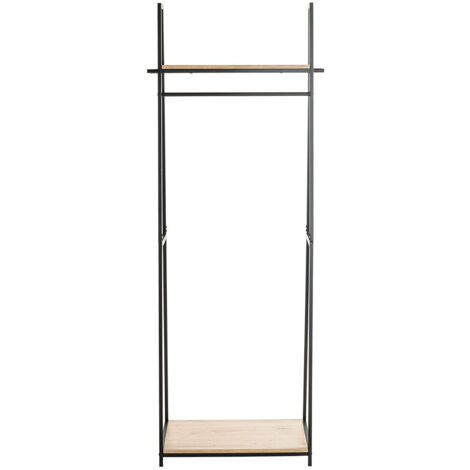 Porte-manteau en bois coloris chêne et métal noir  - longueur 68 x profondeur 40 x hauteur 166 cm