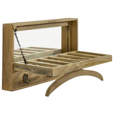 Porte-manteau en bois de manguier avec miroir Marley