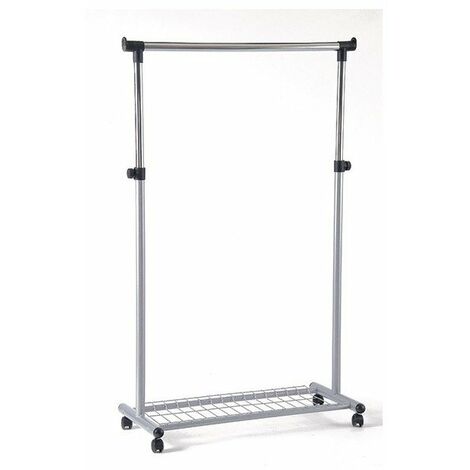 Porte-manteau en métal chromé sur roulettes – Dimensions 90 x 44 x 4 cm – Hauteur réglable de 95,5 à 166,5 cm – Charge jusqu'à 35 kg – Mondex