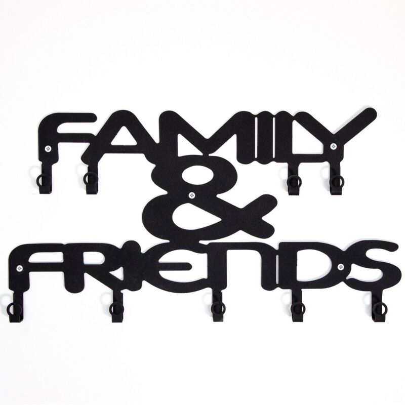 Epikasa - Porte-Manteau Murale Family and Friends, Métal, Noir, 47x2x29 cm