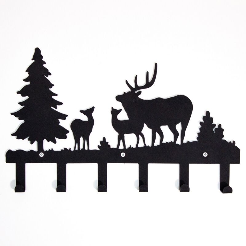 Epikasa - Porte-Manteau Murale Forêt, Métal, Noir, 42x2x28 cm