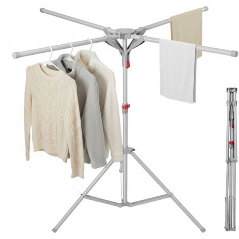 Porte-manteau, Hauteur Réglable 130-180 cm Penderie, Pour sécher les chemises, t-shirts, vestes, pulls, jupes ou robes, Gris