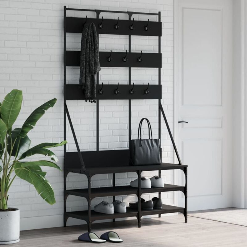Maisonchic - Porte manteau, Meuble d'Entrée avec Étagère à Chaussures, Porte-vêtements noir 100x40x184 cm CON6371 design in