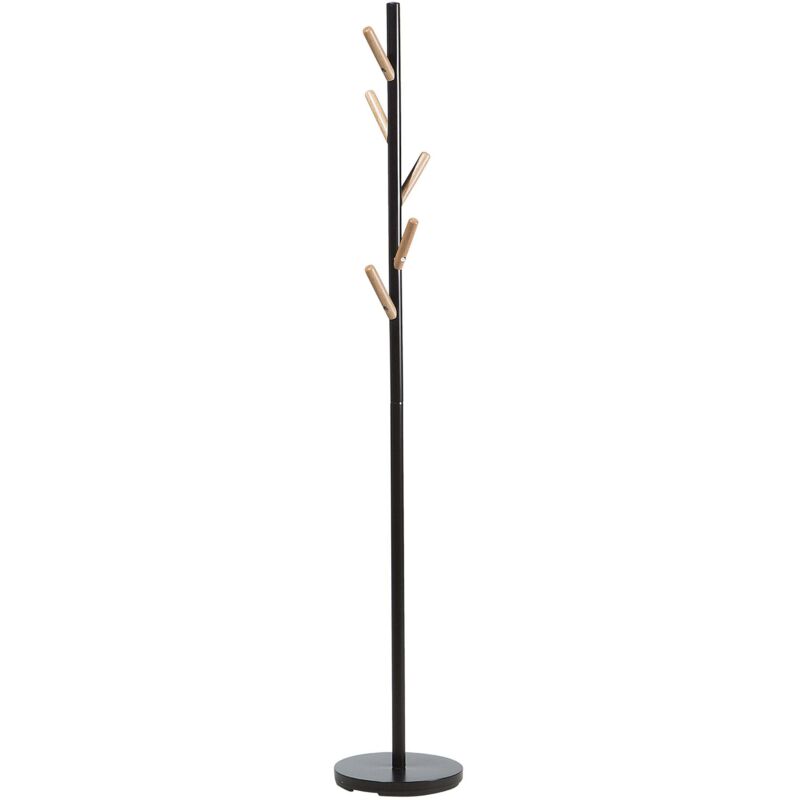 Beliani - Porte-Manteau en Acier Noir 5 Crochets en Bois de Pin Décoratif Fonctionnel Albin Beliani - Porte-Manteau en Acier Noir 5 Crochets en Bois de Pin Décoratif Fonctionnel Albin