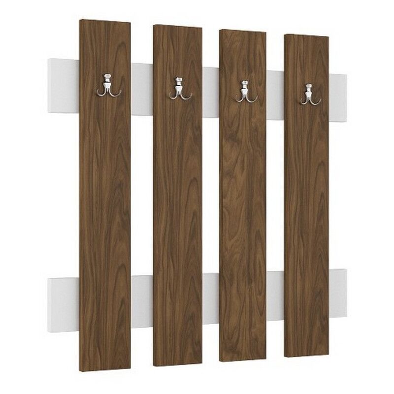 Epikasa - Porte-Manteau Murale Morena, Panneau Aggloméré Mélaminé, Métal, Noyer, Blanc, 72x4x72 cm