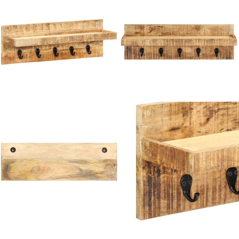 Vidaxl - Porte-manteau mural 60x15x20 cm Bois de manguier brut solide - porte-manteau - porte-manteaux - Home & Living - Brun