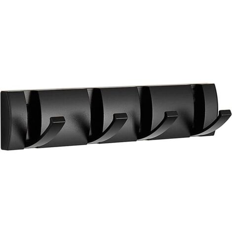 Porte Manteau Mural avec 4 Crochets, Porte Manteau Salle de Bain Pliant Moderne Noir, Porte Serviettes peu Encombrants,Nor 32cm