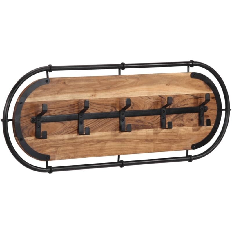Vidaxl - Porte-manteau mural avec 5 crochets bois massif d'acacia