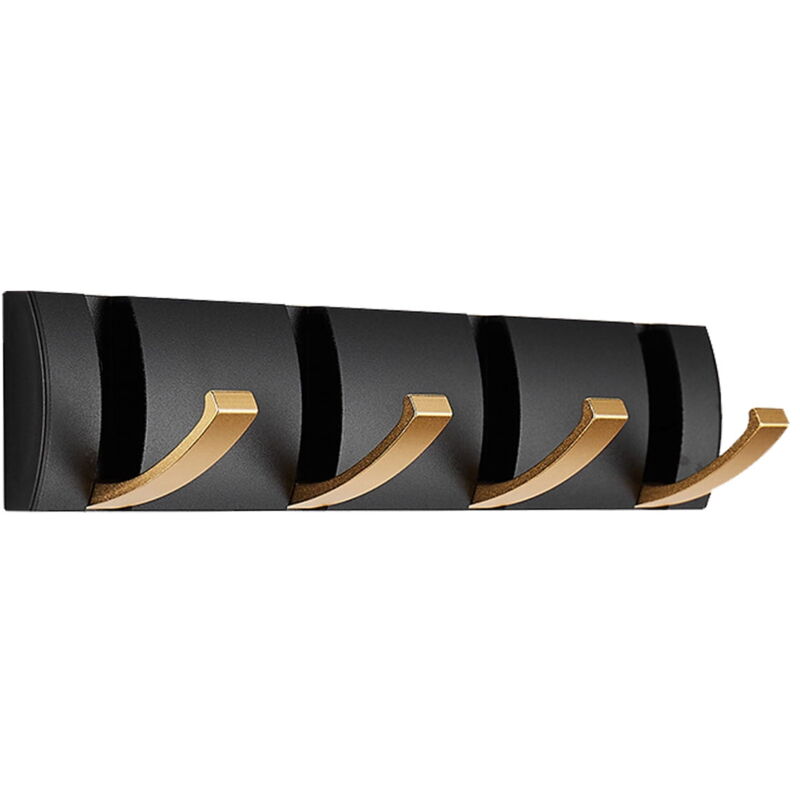 Porte-manteau mural avec crochets muraux robustes et modernes en or noir, porte-serviettes pliable et peu encombrant - style:style4