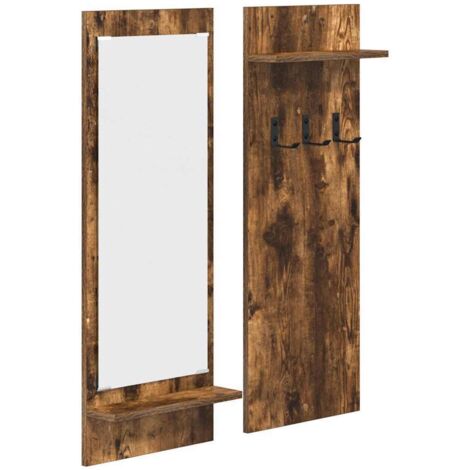 Porte-manteau mural avec étagère Chêne fumé 70 x 10 x 90 cm CFW117587