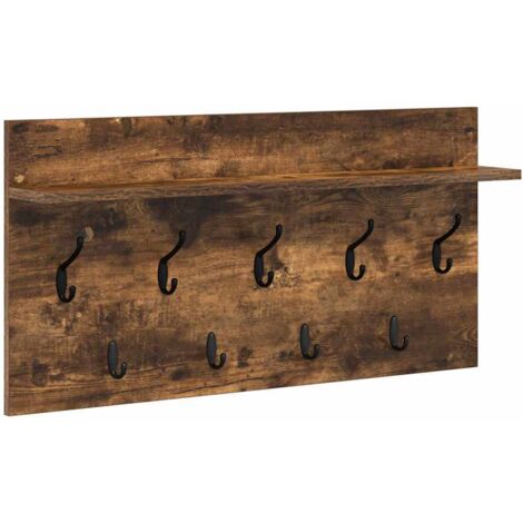 Porte-manteau mural avec étagère Chêne fumé 80 x 40 x 12 cm CFW921403
