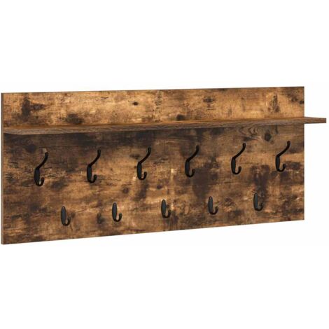 Porte-manteau mural avec étagère Chêne fumé Bois d'ingénierie CFW293786