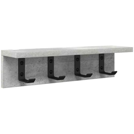 Porte-manteau mural avec étagère Gris béton 40 x 10.5 x 10.5 cm CFW645374