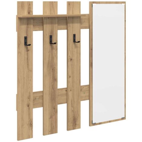 Porte-manteau mural avec miroir Chêne artisan 100 x 10 x 100 cm CFW847179
