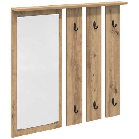 Porte-manteau mural avec miroir chêne artisanal 84 x 10 x 80 cm CFW390608