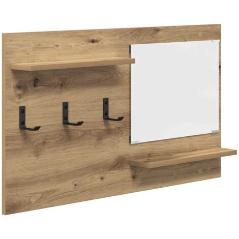 Porte-manteau mural avec miroir chêne artisanal 90 x 10 x 50 cm CFW729164