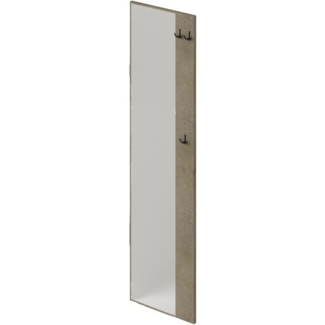 Porte-manteau mural avec miroir couleur Argile H182x50x4cm