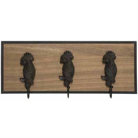 Porte Manteau Mural Bois Oiseaux 3 crochets - SILUMEN