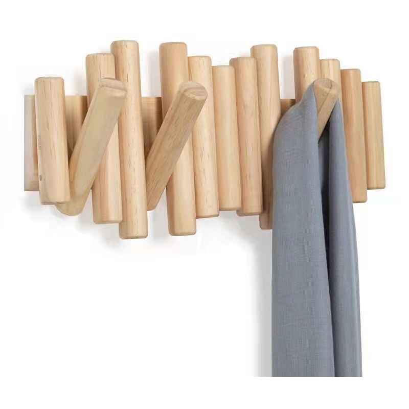 Rapanda - Porte-manteau mural en bois massif fait à la main avec 5 crochets modernes et uniques pour manteaux, sacs, chapeaux, parapluies Ikodm