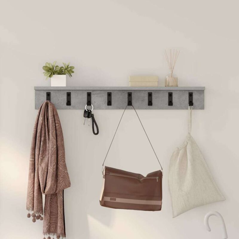 Vidaxl - Porte-manteau mural avec étagère Gris béton 80 x 10.5 x 10.5 cm