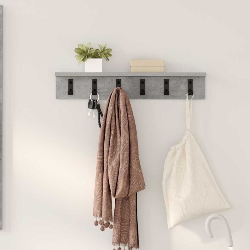 Vidaxl - Porte-manteau mural avec étagère Gris béton 60 x 10.5 x 10.5 cm
