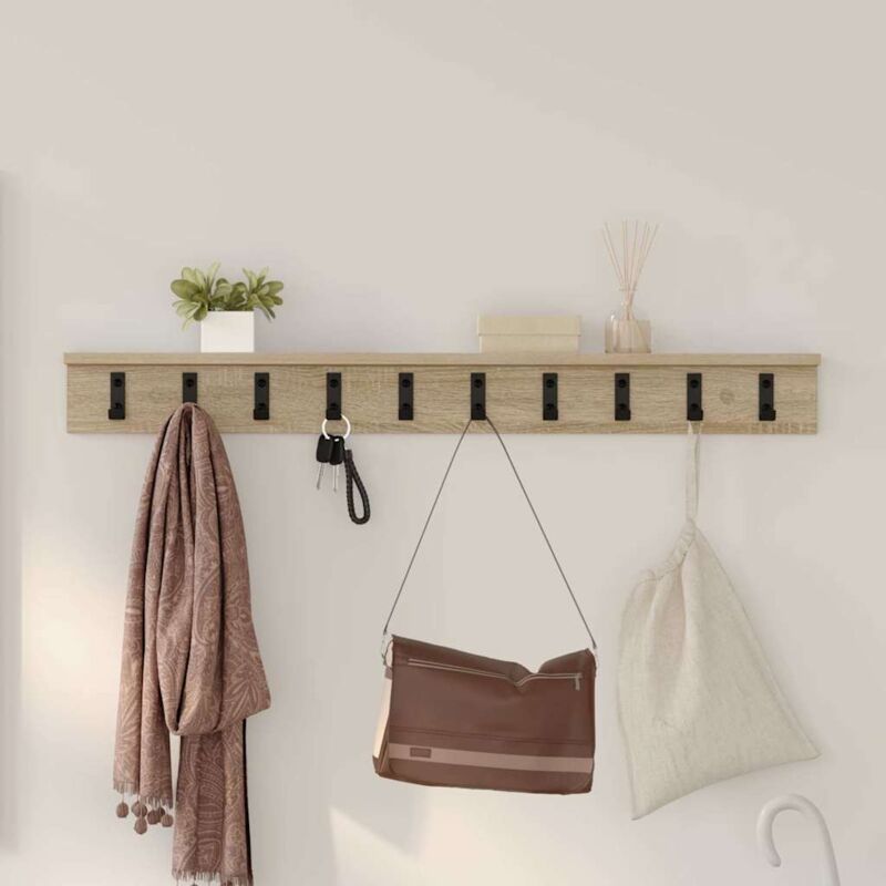 Porte-manteau mural Chêne sonoma 100 x 10.5 x 10.5 cm Vidaxl