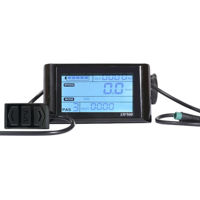 Écran LCD pour vélo électrique 24 V, 36 V, 48 V, avec affichage de la vitesse, de la distance, du temps et de la batterie