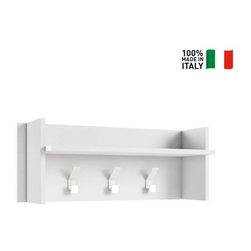 Terraneo - Panneau de cintre avec grande étagère et 3 crochets blanc