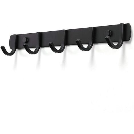 Porte manteau mural en acier au carbone – 5 crochets – Charge maximale 15 kg – Antirouille pour salle de bain et entrée